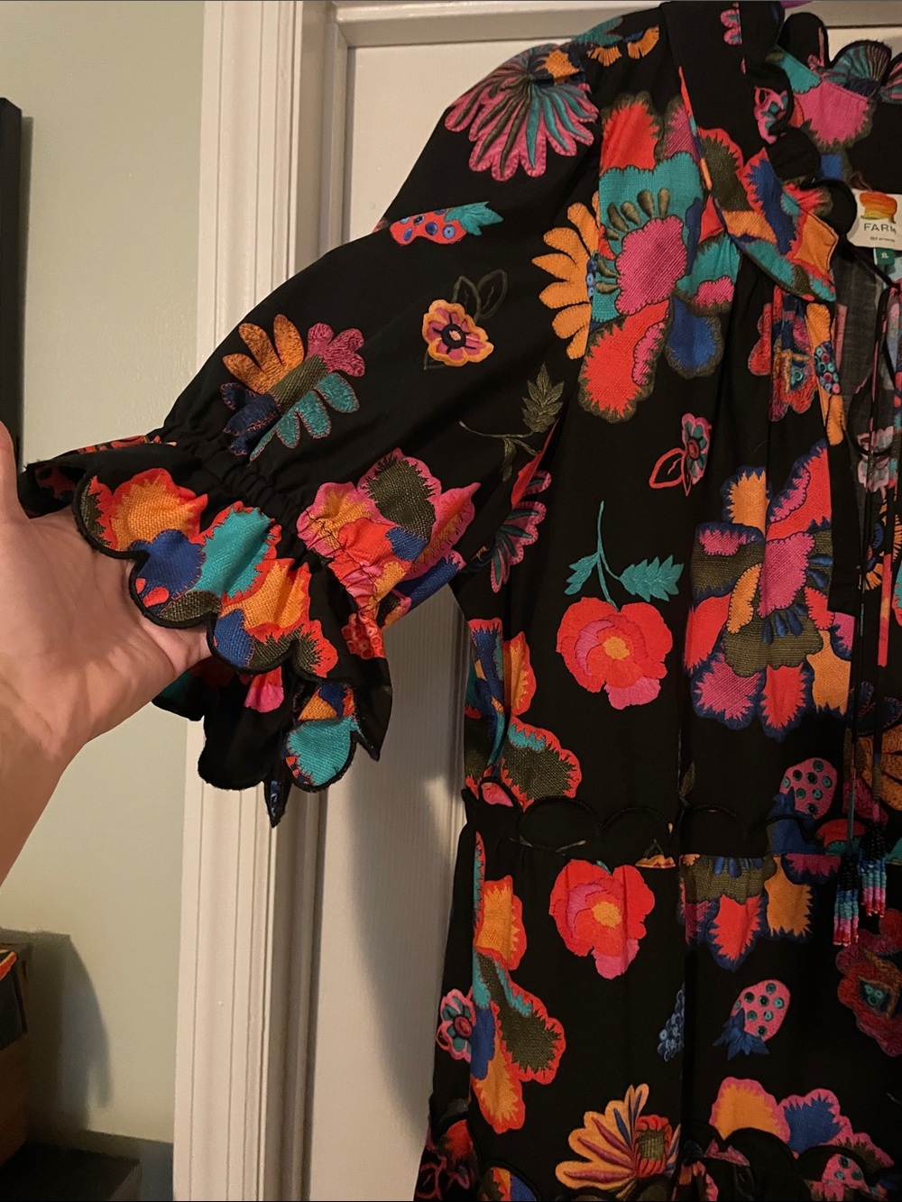FARM Rio Black Maxi Dress with Vibrant Floral Print - Picture 2 of 8